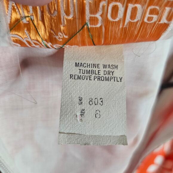 VTG 60s Elfriede for Mitch Robert Orange & White Hawaiian Hibiscus Floral Dress - Picture 9 of 9